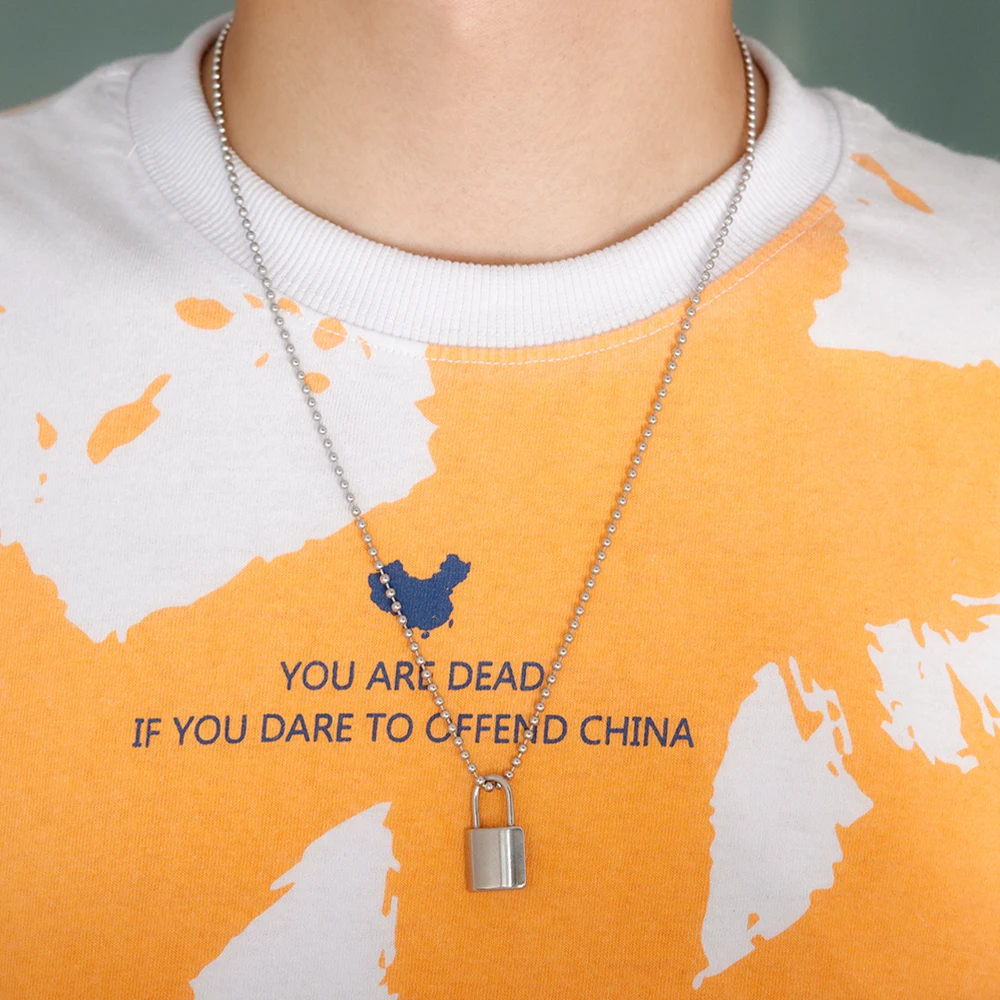 

2PCS Stainless Steel Silver Color PadLock Pendant Necklaces Link Chain Lock Necklaces Collar For Women Men DIY Necklace Making