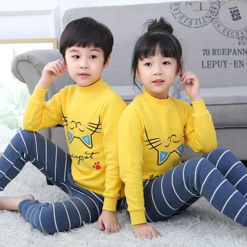 1 комплект детский термальный нательный костюм трехслойная стеганая одежда для