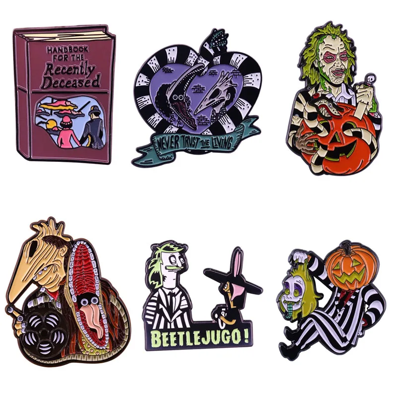 Эмалированная булавка и брошь Beetlejuice для недавно умерших эмалевых подвесок в