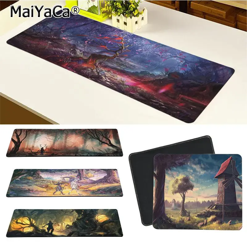 Maiya высокое качество аниме фантазия город дерево индивидуальный игровой коврик