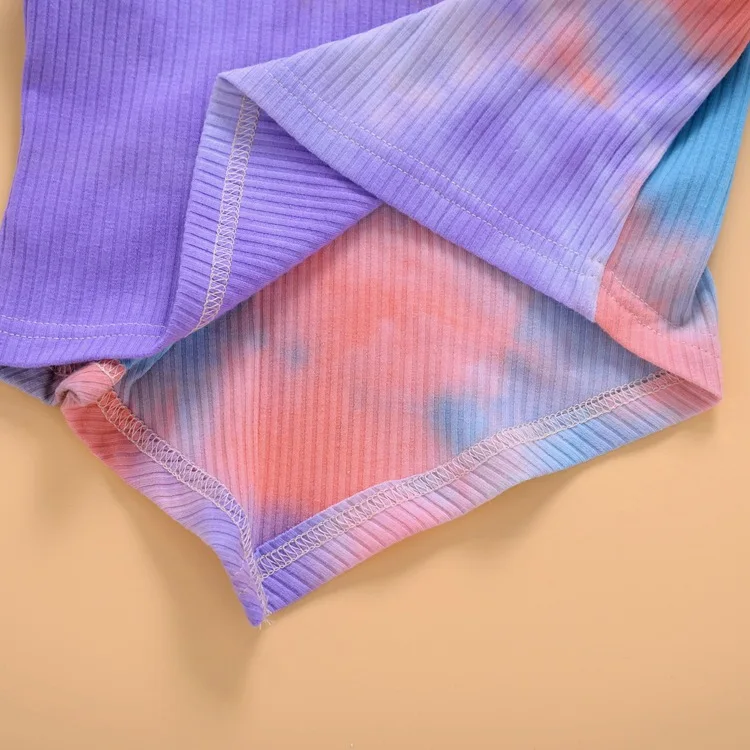 

Toddler Baby Girl Tie Dye Tracksuit 2020 Autumn Outfit 2PCS Colorful Asymmetric pleated Long Sleeve Tops Pants Kids Clothing