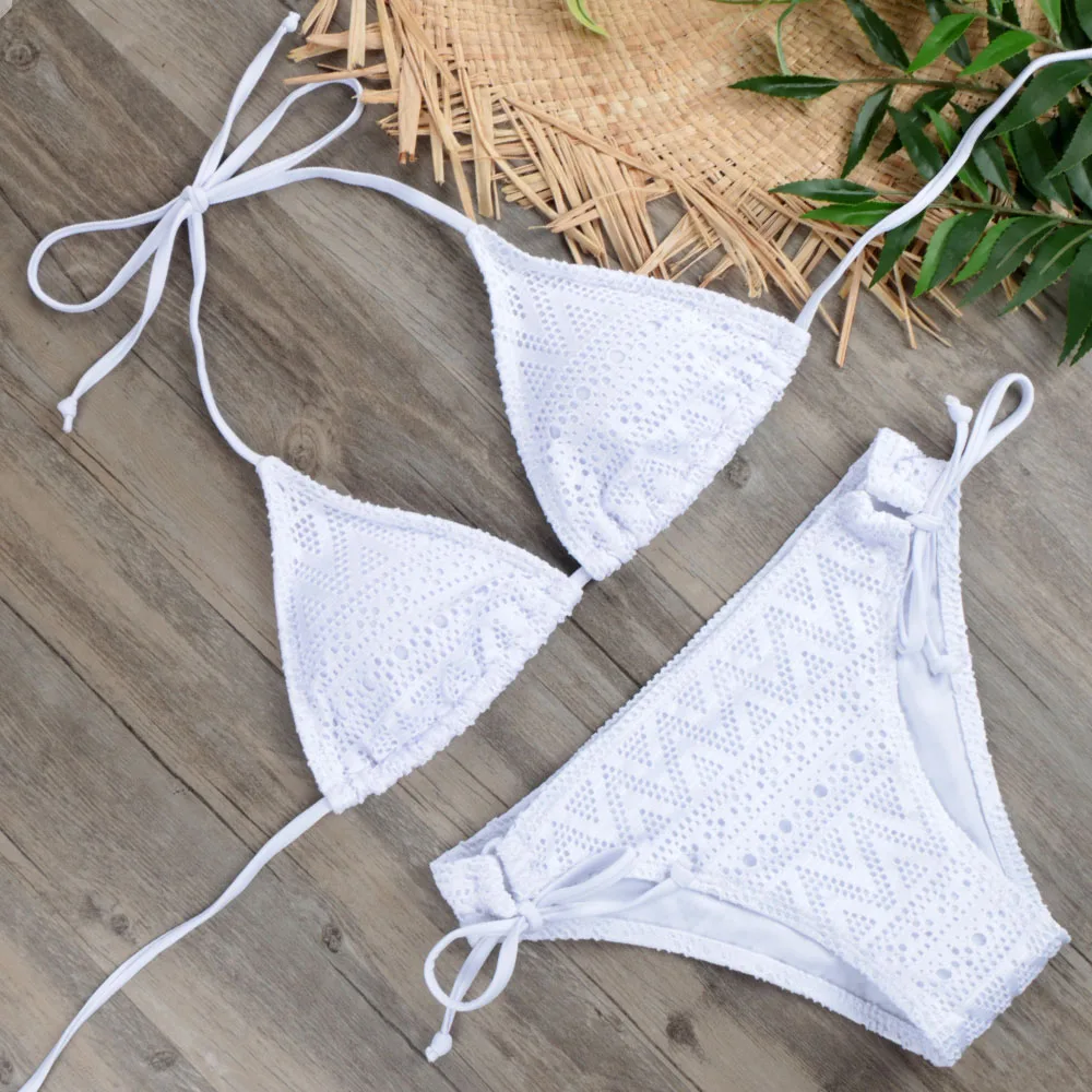 

Girls Sexy Lace Bikini Set Swimwear Yellow Push Up Swimsuit Monokini Female Beachwear Micro Brazilian Bikini Bathing Suit