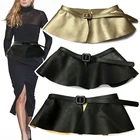 Новинка 2020, трендовая Женская широкая Золотая черная Корсетная юбка с поясом, женская модная юбка с рюшами, баска, пояс на талии, широкие пояса для женщин, платье