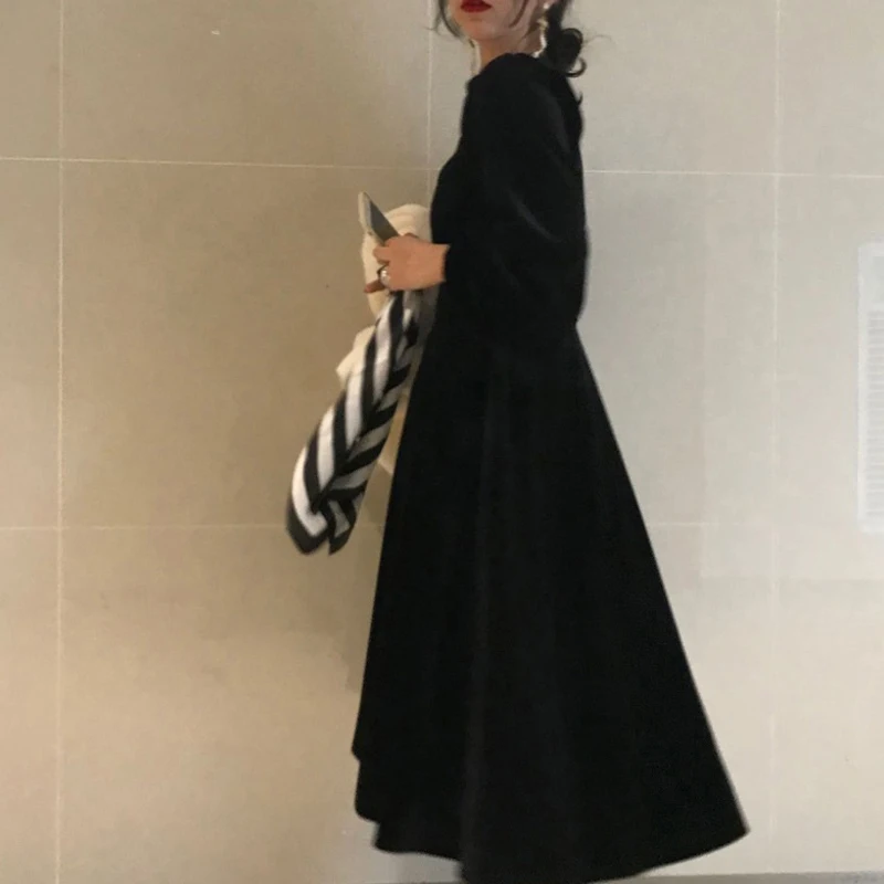 

Joinyouth Vintage Velour Women Dress Square Collar Puff Long Sleeve Dresses 2021 Spring Korean Elegant Vestidos Femme Clothes