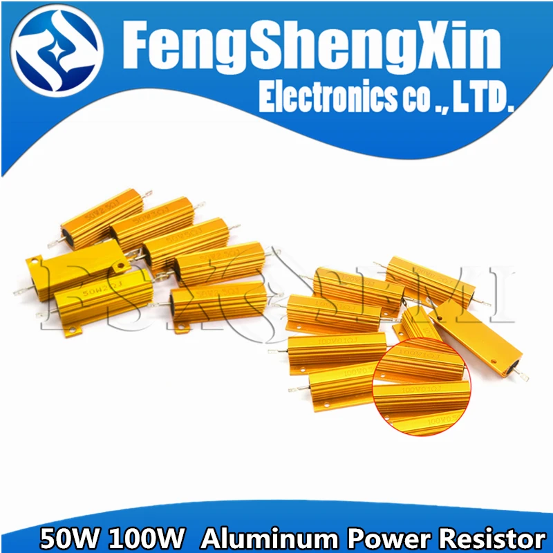 RX24 50W 100W Aluminum Power Metal Shell Case Wirewound Resistor 0.01R ~ 100K 1 6 8 10 20 200 500 1K 10K ohm resistance