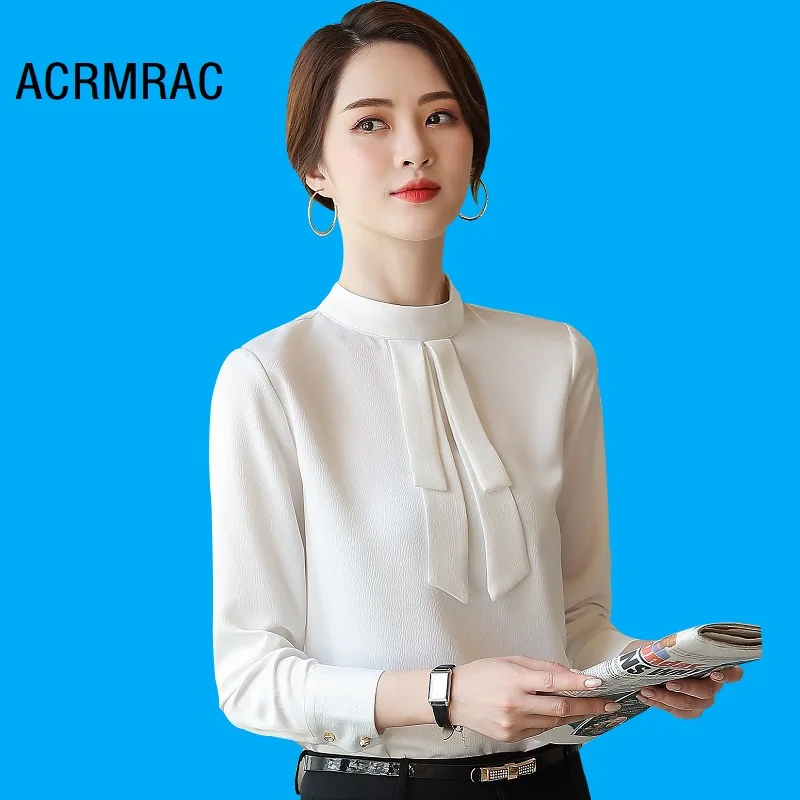 Women shirt Slim autumn Long sleeve splice OL Formal Blouses & Shirts Woman Q6133