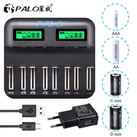 usb 8 slots for aa aaa 2a 3a sc c d size rechargeable battery lcd display usb fast smart battery charger for 1 2v ni mh ni cd