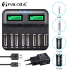 USB 8 слотов для AA AAA 2A 3A Sc C D аккумуляторных батарей, ЖК-дисплей, Usb быстрое умное зарядное устройство для 1,2 в ni-MH ni-Cd