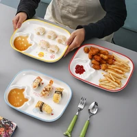creative cartoon tableware kids dumpling plate with vinegar dish ceramic compartment plates