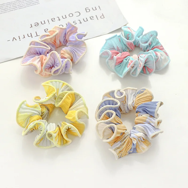 

ins new super fairy fold color tie-dye large intestine hair ring Japanese and Korean temperament girl head rope hairaccessories