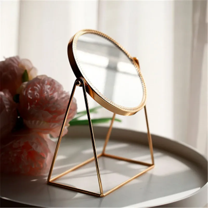 

Fashion Metal Makeup Mirror Nordic Single-Sided Vertical Mirror with Stand Home Decor Accessories