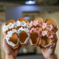 korean style children sandals for girls solid pink pu flowers cute baby beach shoes drop shipping non slip soft bottom mary jane