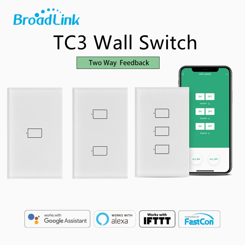 Новый Умный настенный сенсорный светильник ель BroadLink TC3 US с поддержкой Wi Fi