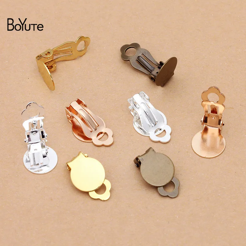 BoYuTe (100 шт./лот) металлический латунный без пирсинга зажим для ушей с 10 мм пустым