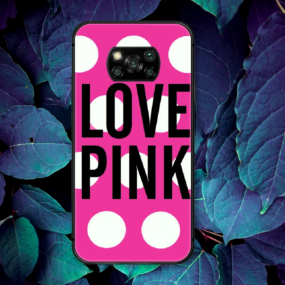 

Love Pink Victoria Luxury Brand Phone Case For Xiaomi Mi Note 10 A3 9 MAX 3 A2 8 9 Lite Pro Ultra black Cover Tpu Shell Trend