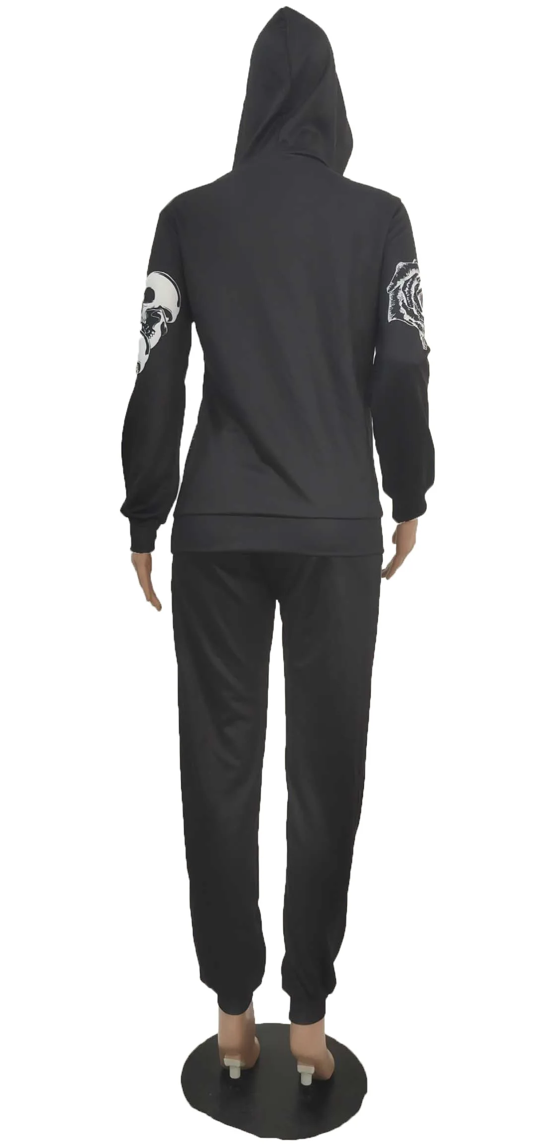 

Streetwear graffiti printed sweat suits women matching sets Black Long sleeve hoodie+full pants two piece set women tracksuit