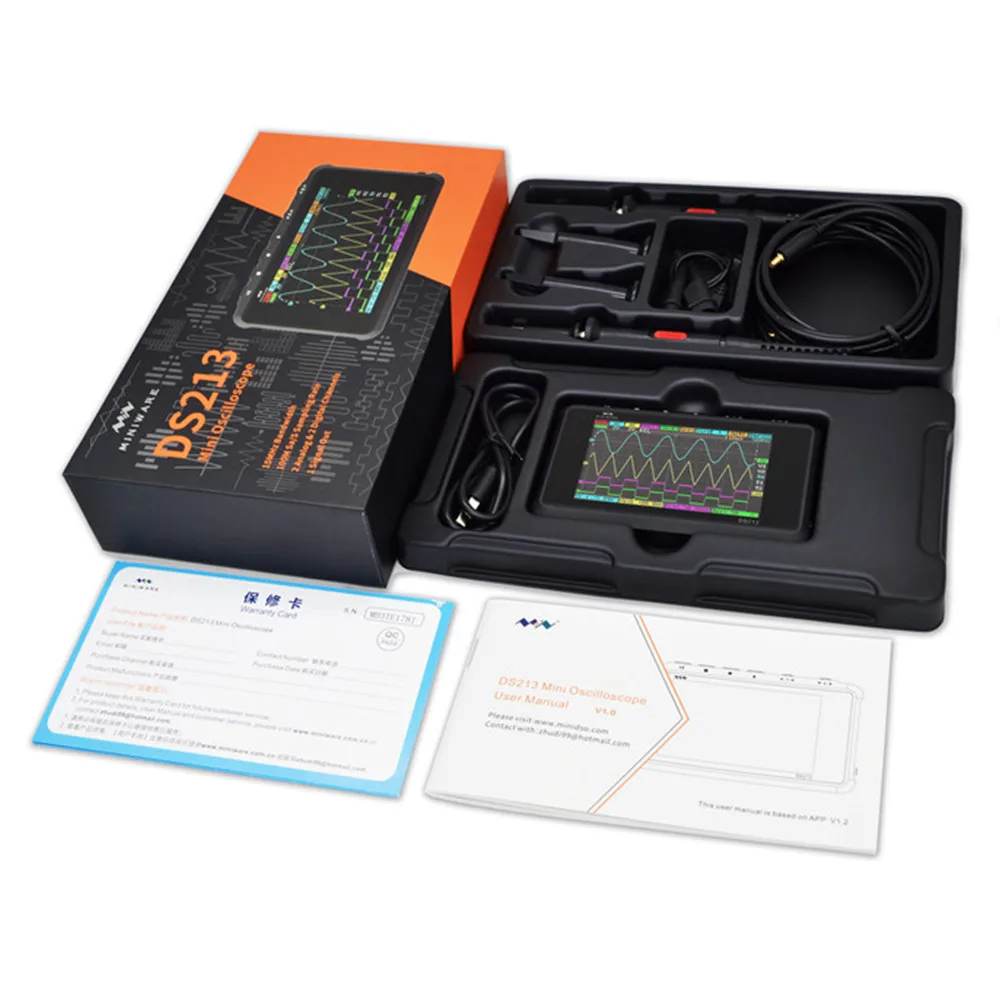 4 Channel 100MS/s MINI Nano DSO213 DS213 Professional Portable Digital Oscilloscope DSO 213 DS with X1 & X10 Probe | Инструменты