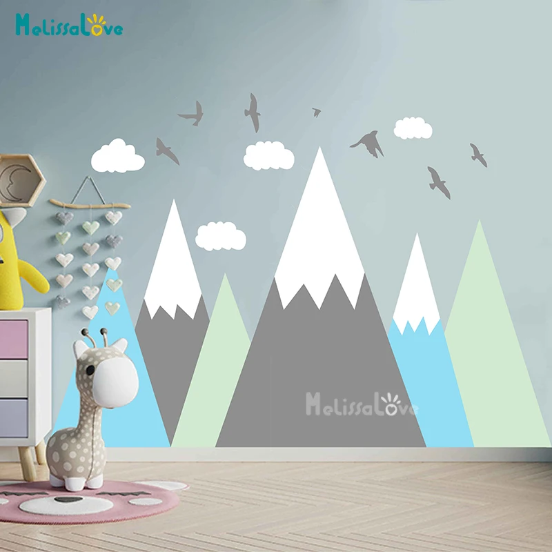 Мультяшные горы Переводные картинки лесные настенные Стикеры домашний декор для