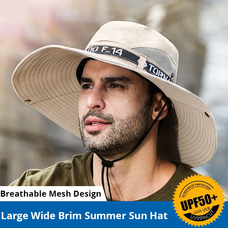 

Summer UPF50+ Sun Hat For Men Outdoor Hiking Hat Long Wide Brim Fishing Hats Male Traveling Bucket Hat Autumn Boonie Caps