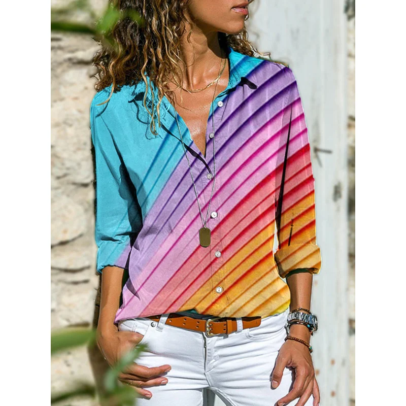 Женская Осенняя блузка с принтом в стиле Харадзюку модные повседневные рубашки