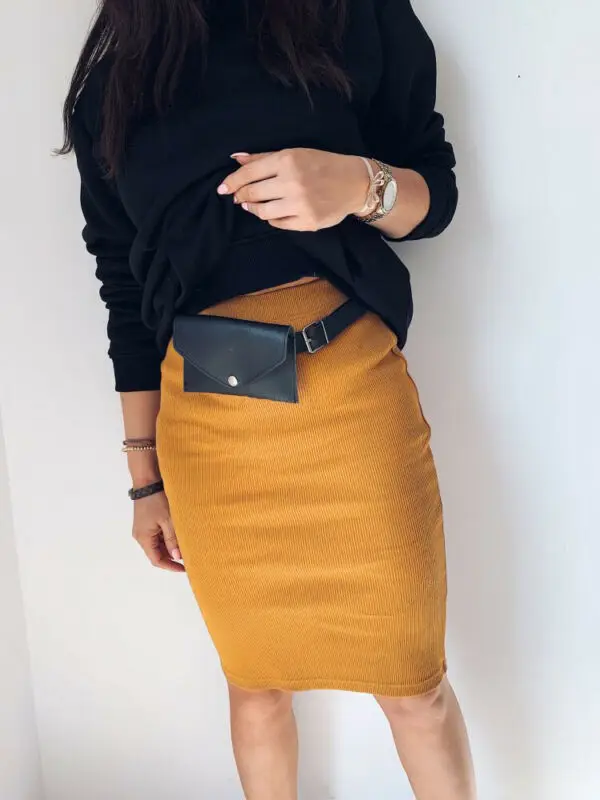 

High Waisted Womens Pencil Office Skirt Cotton Stretch Knee Length Plus SizeS-XL