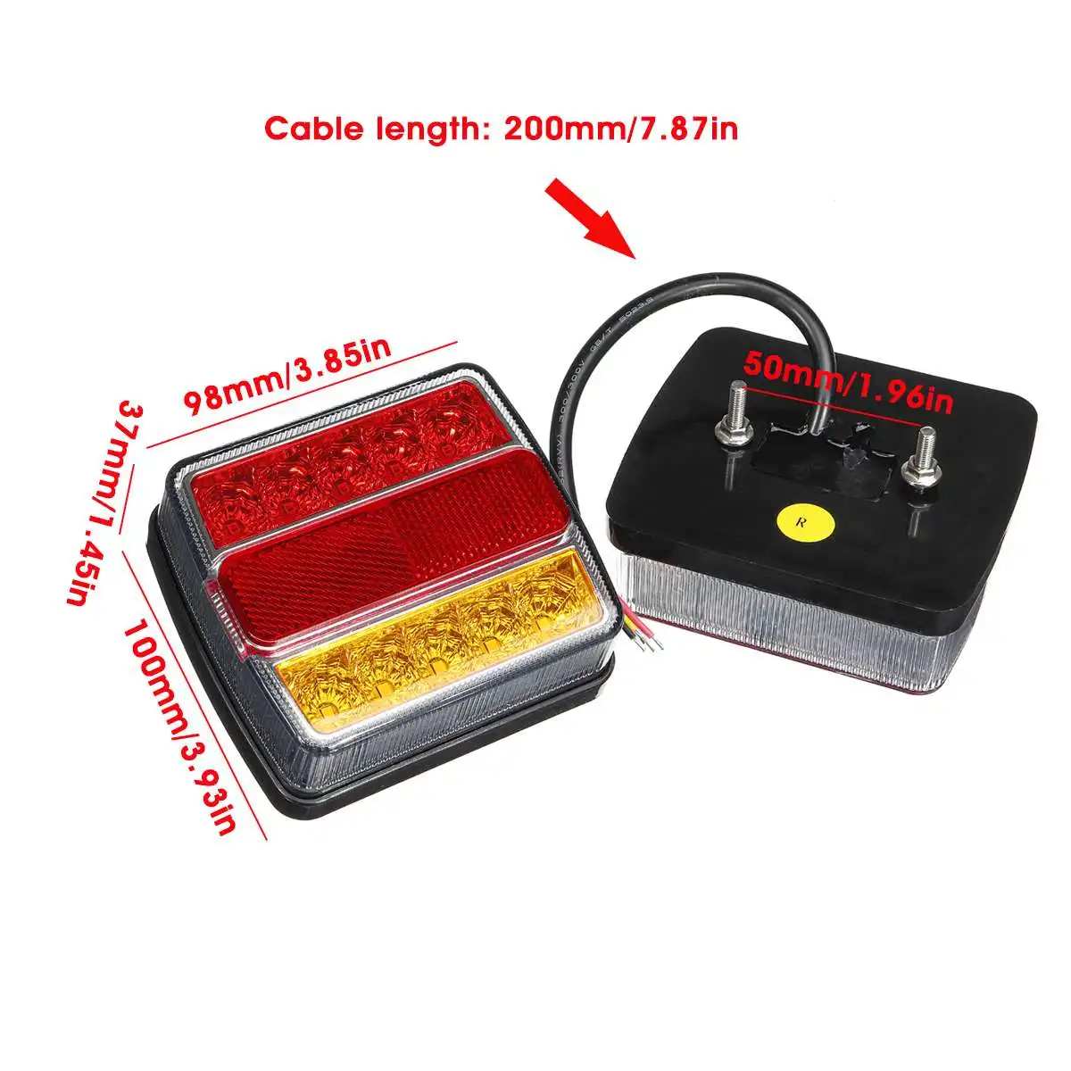 

Pair 12V Submersible Trailer LED Tail Light Kit Turn Signal Indicator Light Rear Brake Lamps 16LEDs For Truck RV Caravan