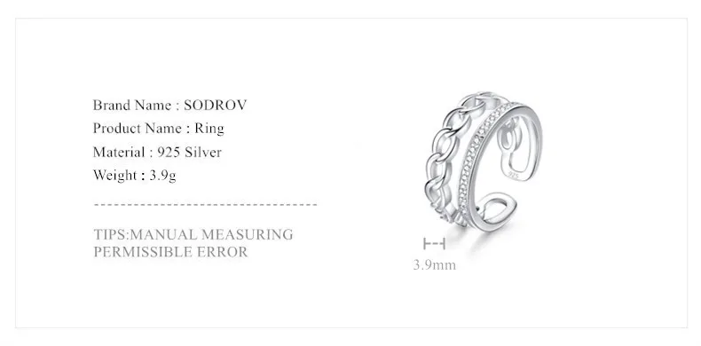 Sodrov 925 Sterling Silver Open Party Ring Jewelry for women HR048 Personalized