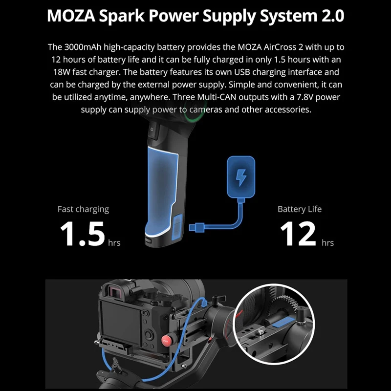MOZA Aircross 2 3-х осевой ручной шарнирный стабилизатор для камеры GoPro 3 кг