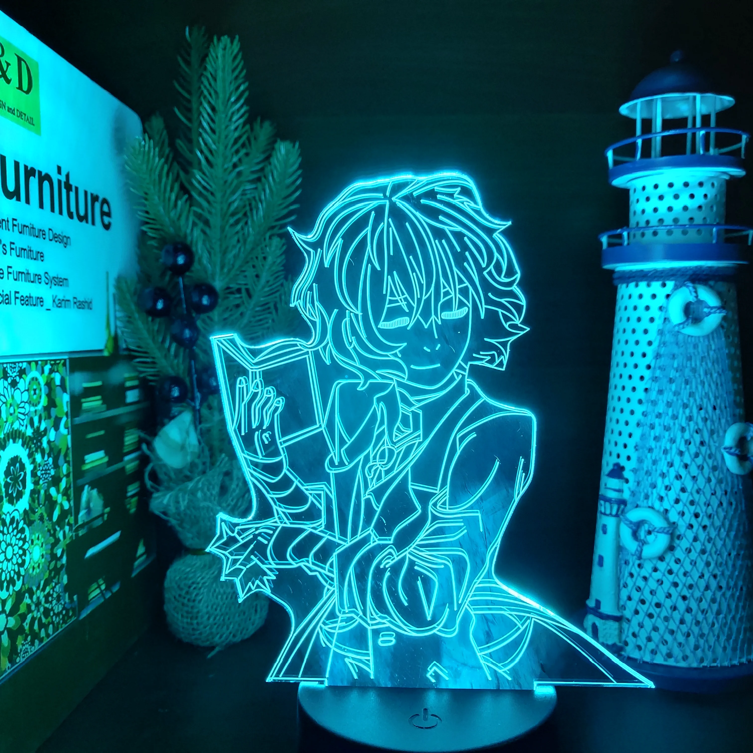 BUNGO бродячие собаки DAZAI книжка 3D Светодиодная аниме лампа ночники Иллюзия