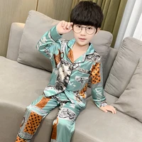 girl boys pajamas suits 2021 ice silk spring summer nightclothes nightgowns homewear sleepwear pajamas sets children clothing