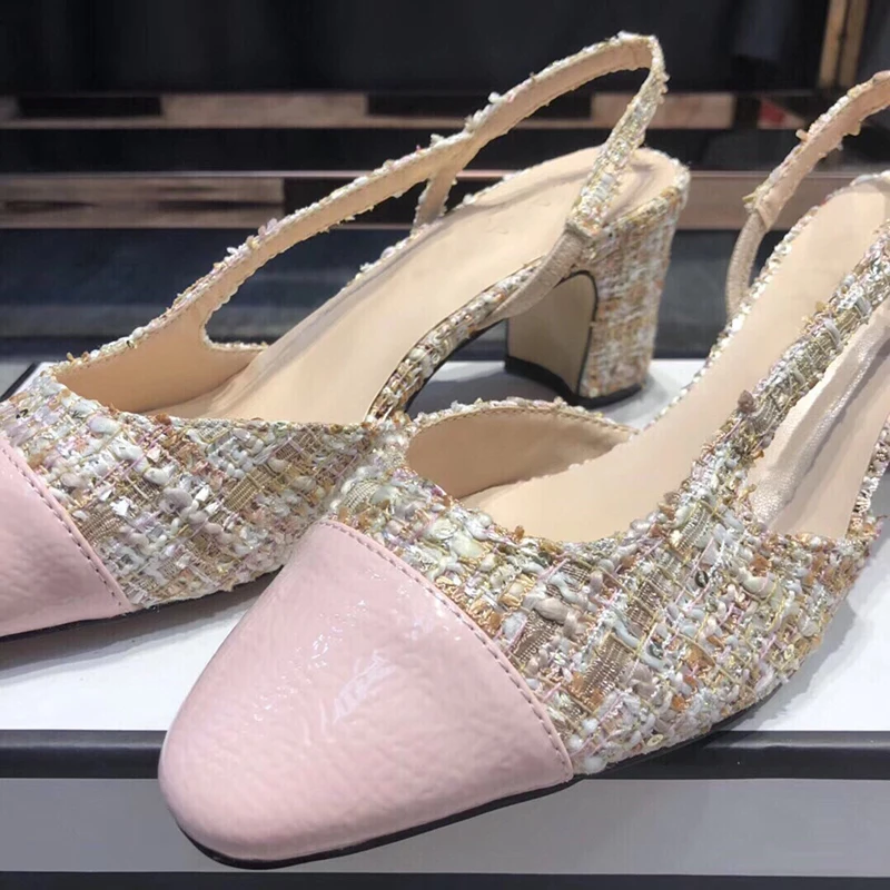 

Prowow Woven Mid Heel Pink Woman Sandals New Luxury Designer Brand High Heels Genuine Leather Sexy Fashion Ladies Pumps