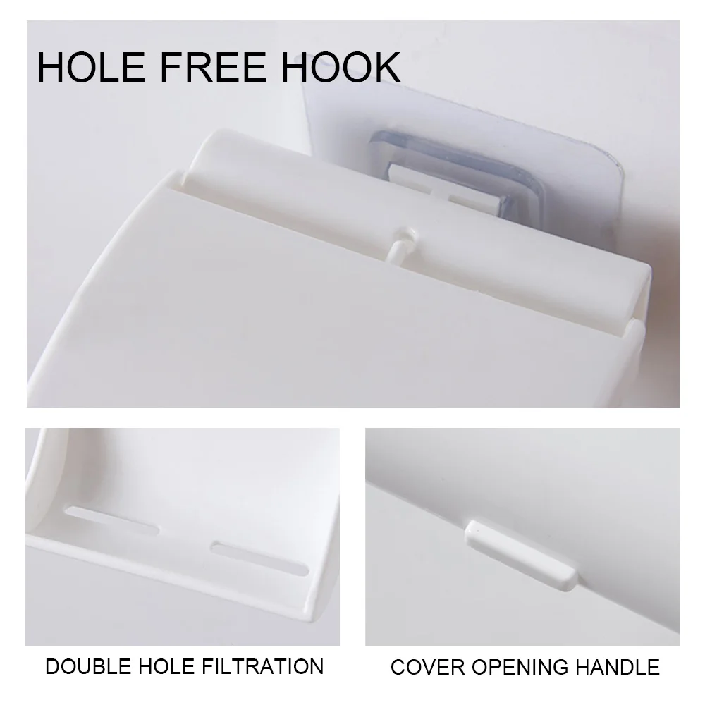 

Wall Mounted Soap Box Waterproof Drain Soap Holder Boxs Bathroom Shower Soap Holder Sponge Storage Tray Bathroom Supplies