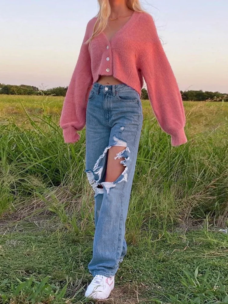 

Personality Fringed Streetwear Hip-hop Fashion Pantalon Femme 2021 Summer Woman Jeans Hole Design Thin Slim Jean Femme