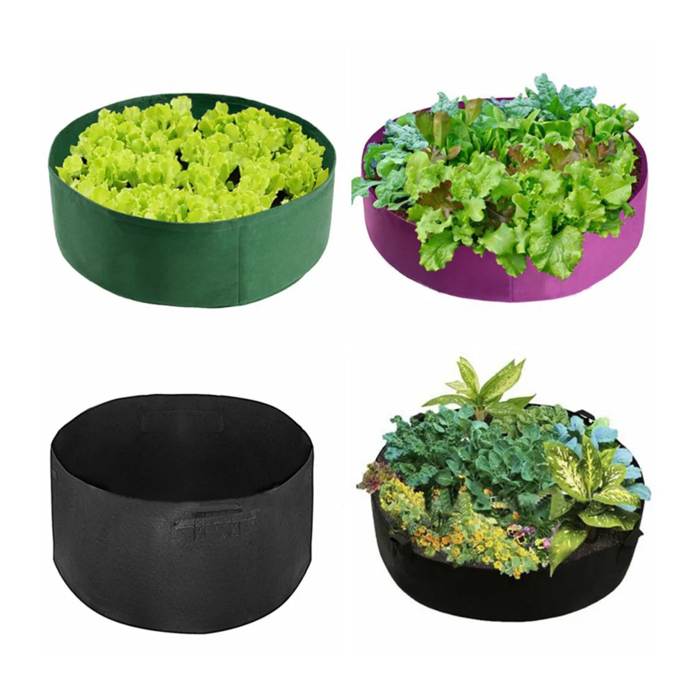 

1PC Felt Planting Bag Indoor Outdoor Round Planting Pouch Practical Gardening Bag Portable Garden Plants Cultivation Ba