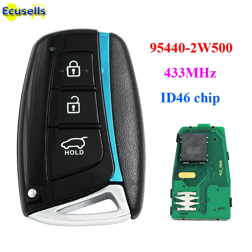 3 кнопочный смарт ключ без ключа дистанционный брелок для HYUNDAI Santa Fe 433 МГц с чипом