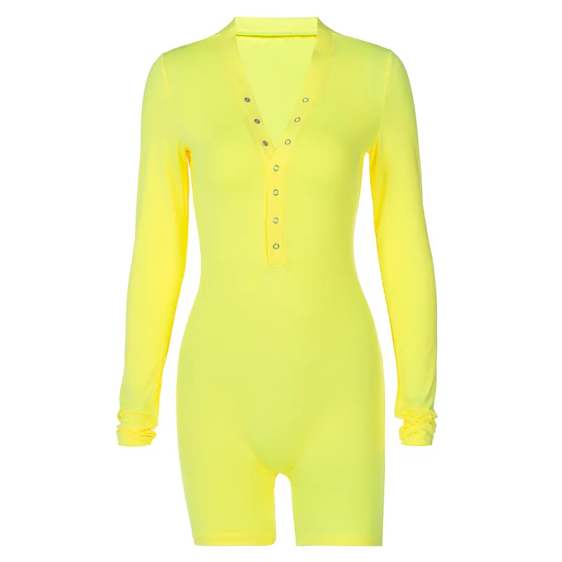 

Women's One-piece Suit Slim Long Sleeve Letter Embroidery Print Button Playsuit for Vacation Party Travelling Dating