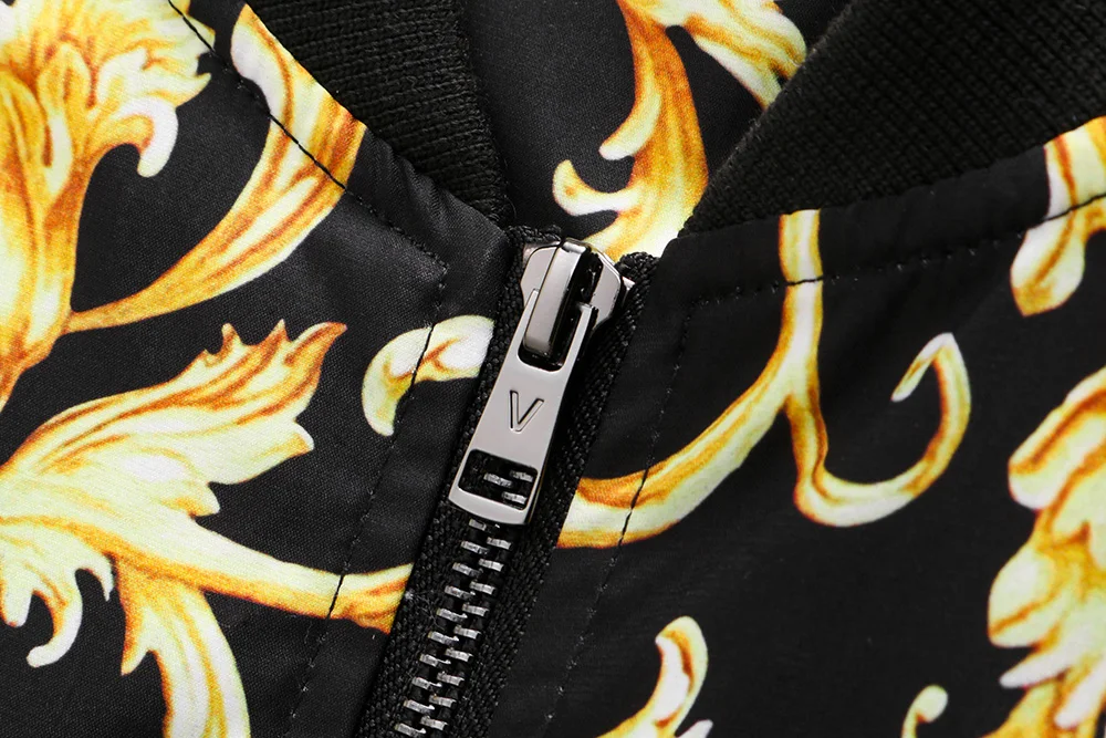 Новая модная Золотая куртка с цветочным принтом высококачественные тонкие