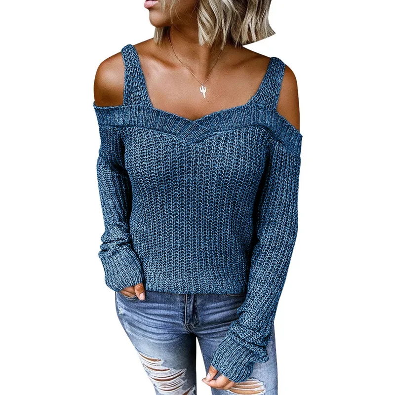 

Knitted Women Tops Sweater Women Sweater Off Shoulder Pullover Loose Jumper Winter Autumn Sweater Knitwear Pull Femme