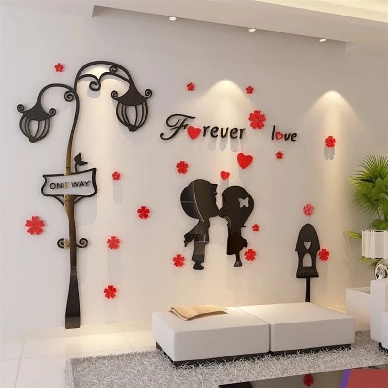 Романтические Уличные светильники для влюбленных акриловые наклейки на стену