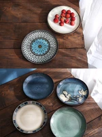american kiln glazed ceramic tableware hand painted western food plate steak dessert japanese and wind dishes flat plate