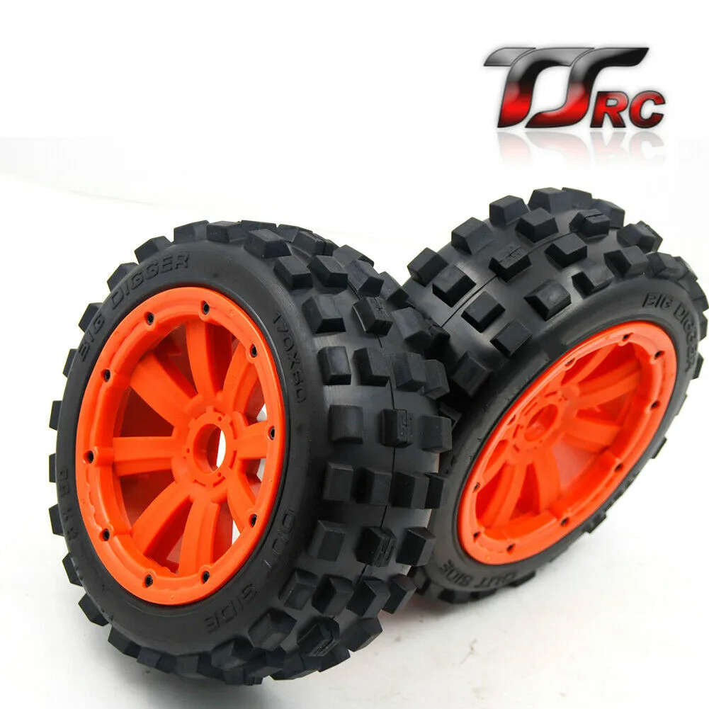 rear tire orange Комплект шин переднего и заднего колеса для 1/5 MADMAX HPI ROVAN KM Baja 5B Rc автозапчасти - Цвет: rear tire orange