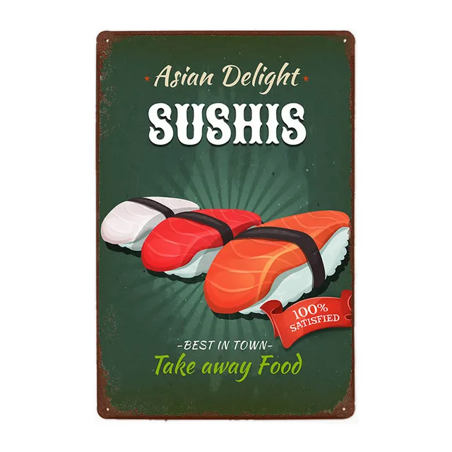 Плакат для фаст-фуда гамбургер/Пицца/сэндвич/сушис/Картофель фри ретро