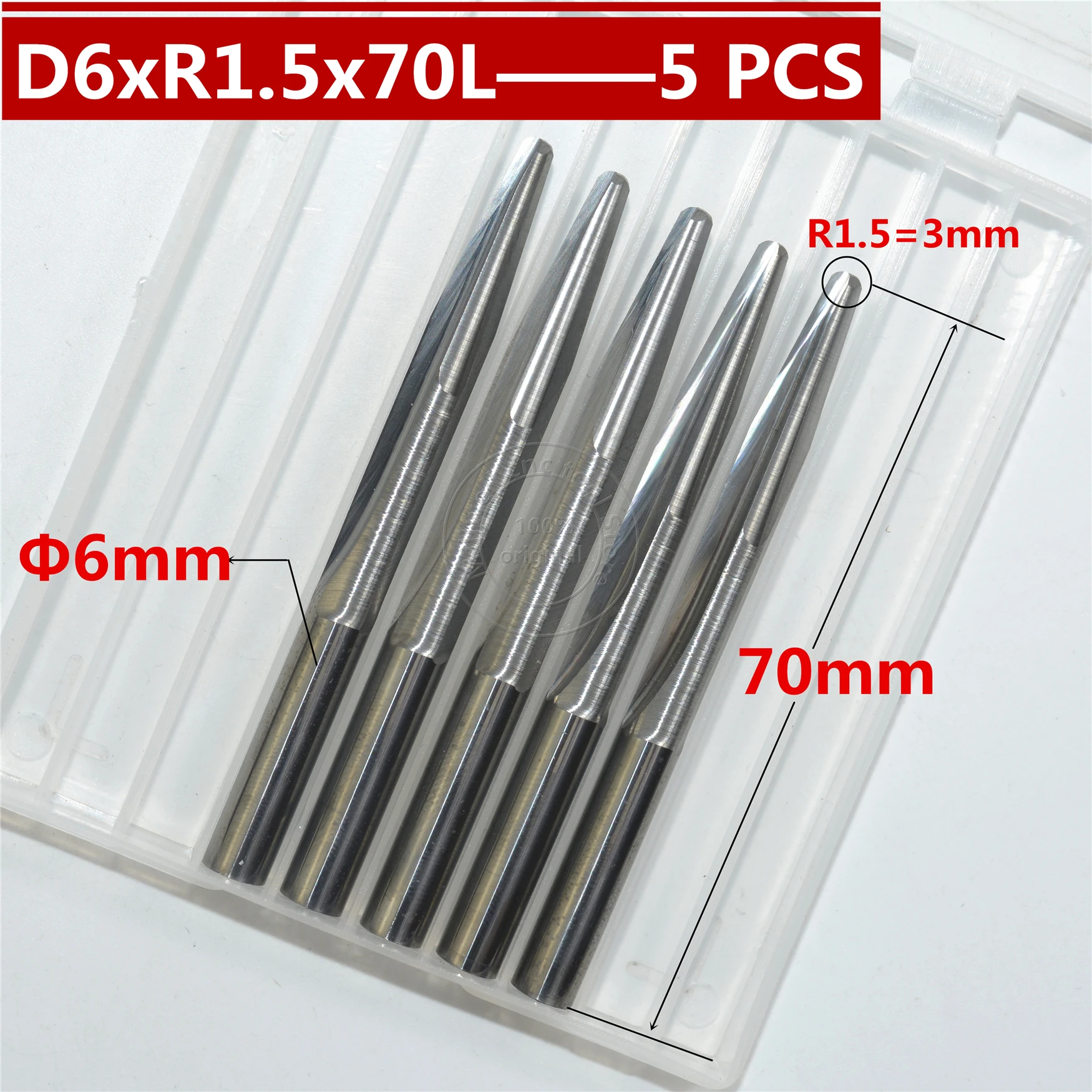 5 шт. 6 мм * R1.5 70 л твердосплавная фреза с ЧПУ для деревообработки коническим