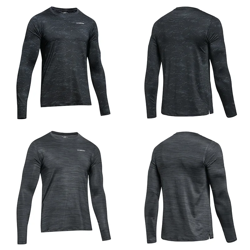 Мужская рубашка для бега с длинным рукавом дышащая Рашгард Джерси спортзала