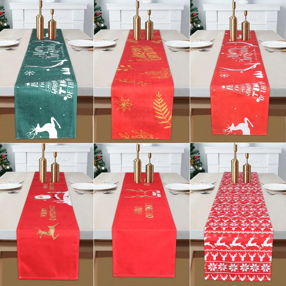 Рождественское белье снеговика и оленя Настольная дорожка рождественские