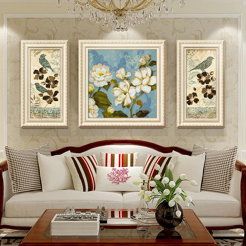 3 шт. Европейская ретро животная Печать холст Картина простая ручная роспись ваза