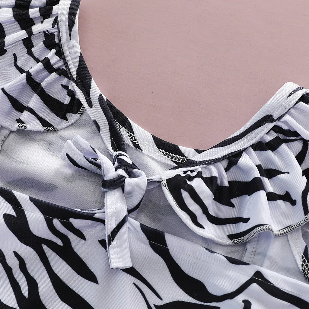 Цельный купальник без рукавов с оборками для маленьких девочек Пляжная одежда