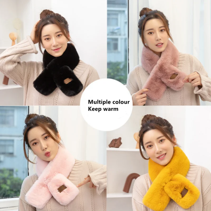 Модный новый зимний женский однотонный флисовый утепленный плюшевый теплый шарф