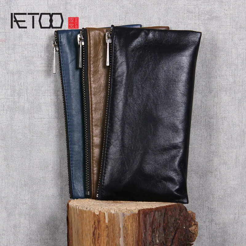

Кошелек AETOO мужской/женский из воловьей кожи, ручной работы, зажим для денег