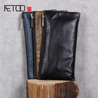 aetoo handmade leather wallet head layer cowhide money clip simple design male and female general